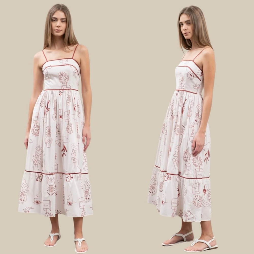 🇺🇸Firm Price🇺🇸 NWOT Moon River palm print Midi Dress - Picture 2 of 12